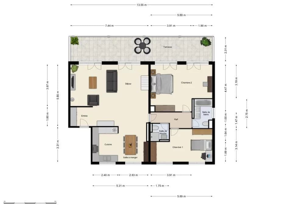 Superbe attique traversant avec terrasse plein sud et vue sur le Salève — 4
